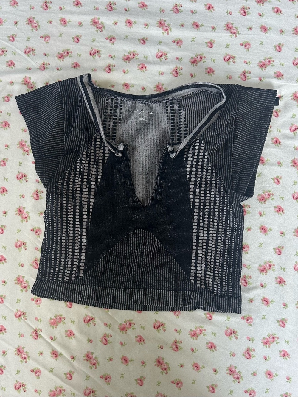 OUT FROM UNDER Black Patterned Knit Crop Top - Women